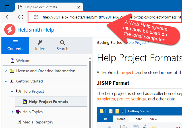 A Web Help System Working on the Local Computer