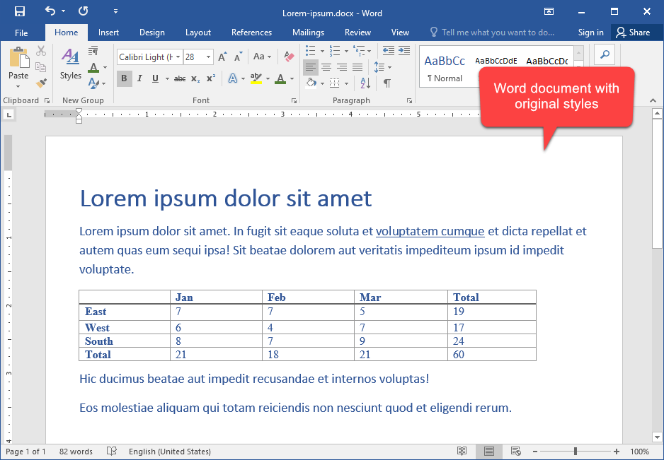 Word Document with Original Styles