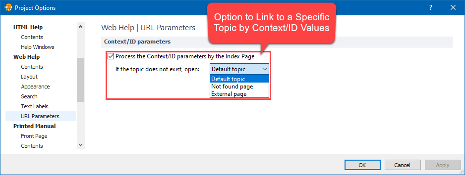The Option to Link to a Topic by Context/ID Values